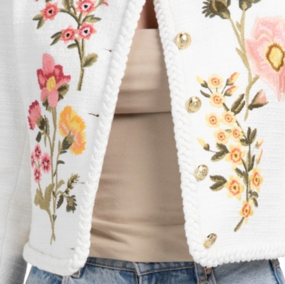 🔹️DEREK LAM 10 CROSBY 🔹️Penelope Floral Embroidered Crew Neck Jacket Size 0 - Picture 9 of 9